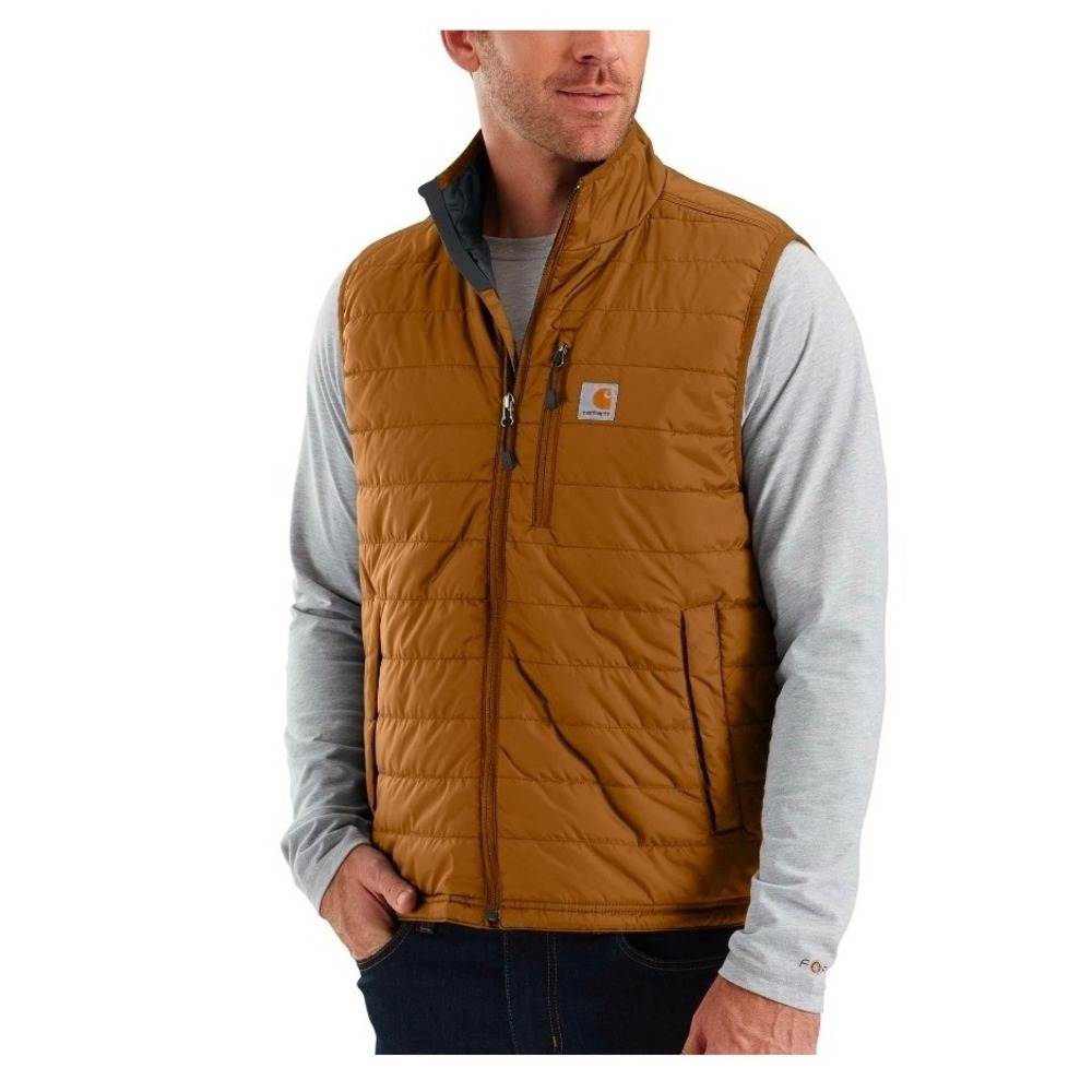 Carhartt Rain Defender Gilliam Vest Relaxed Fit Brown Quilted Puffer Men's Sz M